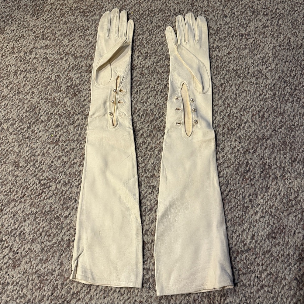 White leather opera gloves